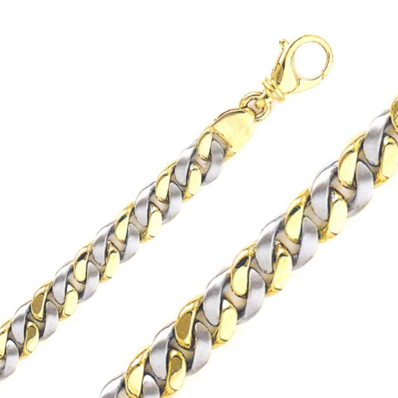 14k Two Tone Hand Made Gold Chain 8.4mm Wide 18"
